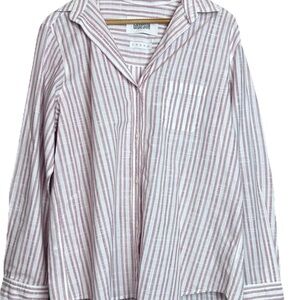 Frank and Eileen Grayson Women's Striped Blouse - Pink and White 5/xL. Euc